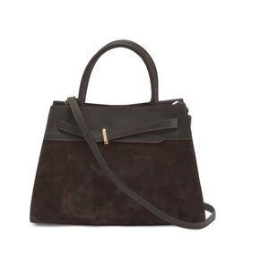 MARINA GALANTI Bordo Made In Italy Suede Belted Satchel